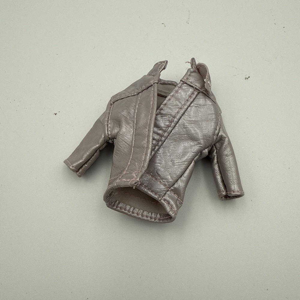 Vintage Barbie Doll Mattel 2000 Y2K BARBIE Jewel Girl Faux Leather Jacket Silver